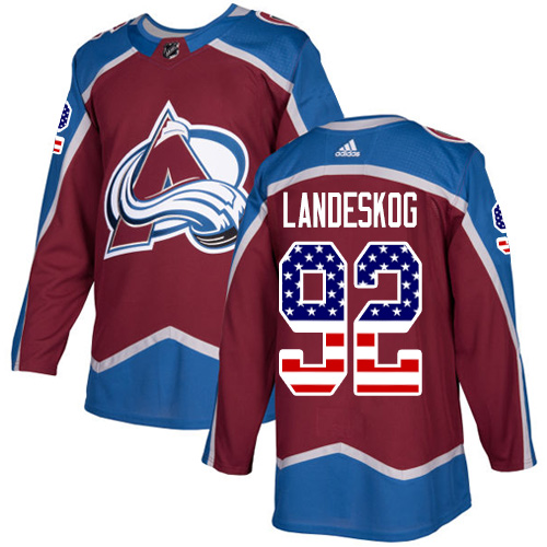 Adidas Avalanche #92 Gabriel Landeskog Burgundy Home Authentic USA Flag Stitched NHL Jersey Adidas Avalanche #92 Gabriel Landeskog Burgundy Home Authentic USA Flag Stitched NHL Jersey