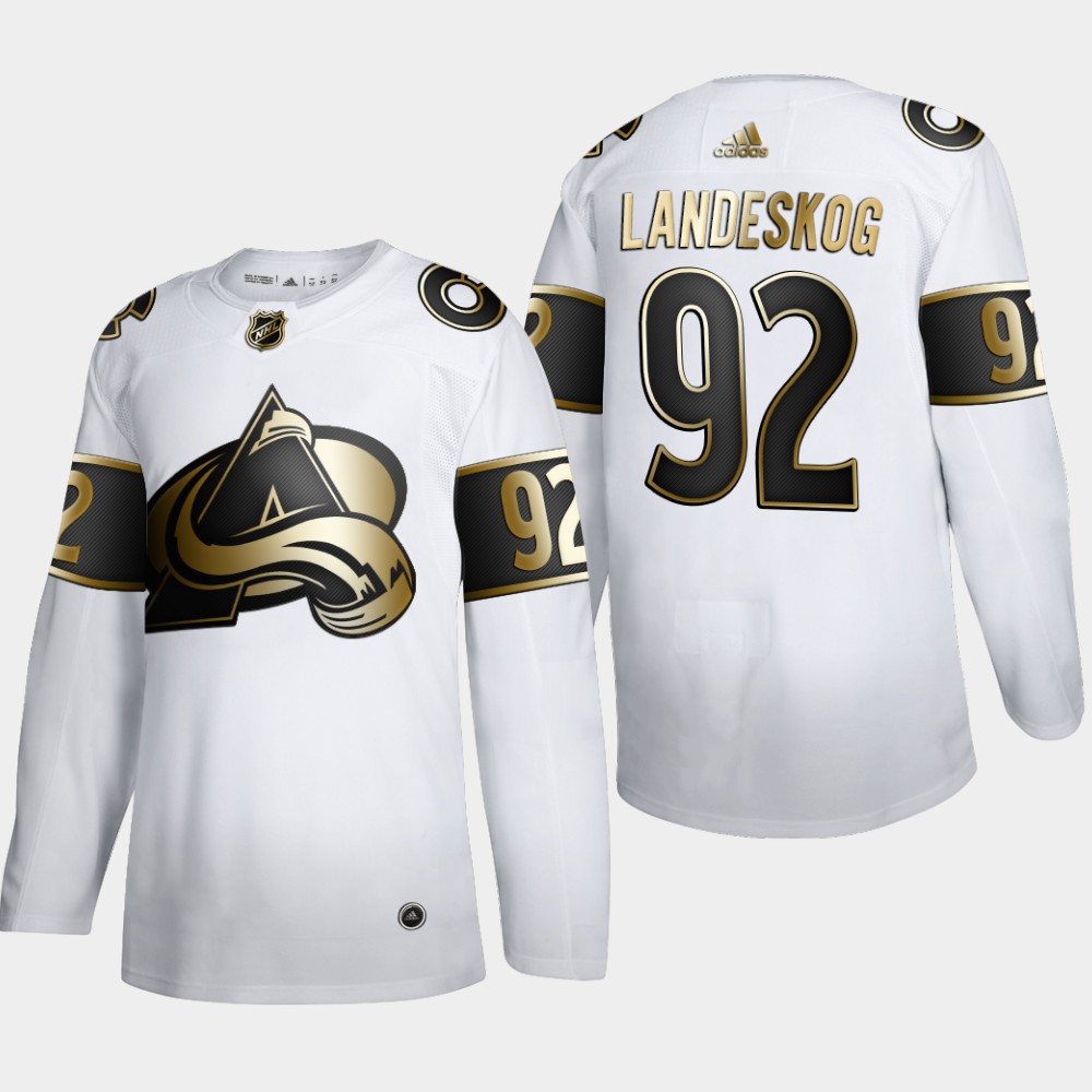 Colorado Avalanche #92 Gabriel Landeskog Men's Adidas White Golden Edition Limited Stitched NHL Jersey Colorado Avalanche #92 Gabriel Landeskog Men's Adidas White Golden Edition Limited Stitched NHL Jersey