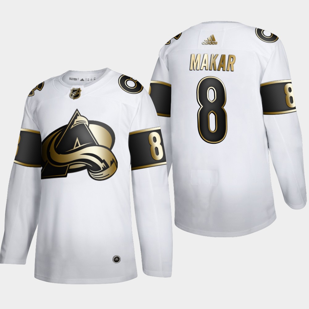 Colorado Avalanche #8 Cale Makar Men's Adidas White Golden Edition Limited Stitched NHL Jersey Colorado Avalanche #8 Cale Makar Men's Adidas White Golden Edition Limited Stitched NHL Jersey