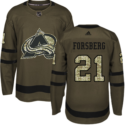 Adidas Avalanche #21 Peter Forsberg Green Salute to Service Stitched NHL Jersey Adidas Avalanche #21 Peter Forsberg Green Salute to Service Stitched NHL Jersey