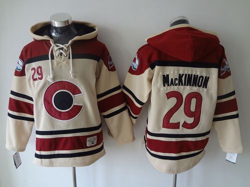 Avalanche #29 Nathan MacKinnon Cream Sawyer Hooded Sweatshirt Stitched NHL Jersey Avalanche #29 Nathan MacKinnon Cream Sawyer Hooded Sweatshirt Stitched NHL Jersey