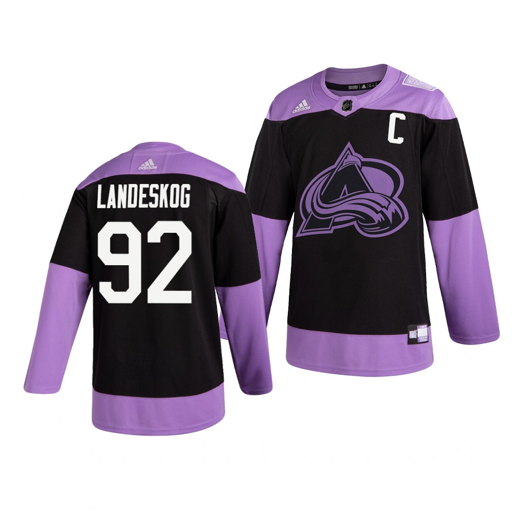 Colorado Avalanche #92 Gabriel Landeskog Adidas Men's Hockey Fights Cancer Practice NHL Jersey Black Colorado Avalanche #92 Gabriel Landeskog Adidas Men's Hockey Fights Cancer Practice NHL Jersey Black