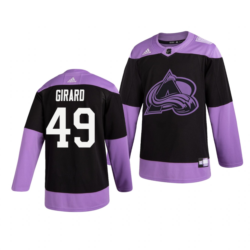 Colorado Avalanche #49 Samuel Girard Adidas Men's Hockey Fights Cancer Practice NHL Jersey Black Colorado Avalanche #49 Samuel Girard Adidas Men's Hockey Fights Cancer Practice NHL Jersey Black