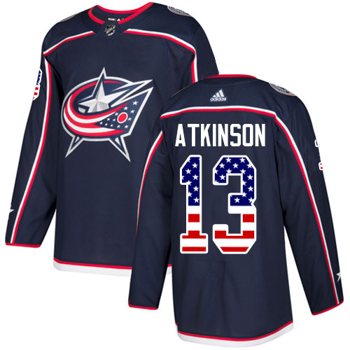 Adidas Blue Jackets #13 Cam Atkinson Navy Blue Home Authentic USA Flag Stitched NHL Jersey Adidas Blue Jackets #13 Cam Atkinson Navy Blue Home Authentic USA Flag Stitched NHL Jersey