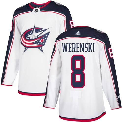 Adidas Blue Jackets #8 Zach Werenski White Road Authentic Stitched NHL Jersey Adidas Blue Jackets #8 Zach Werenski White Road Authentic Stitched NHL Jersey