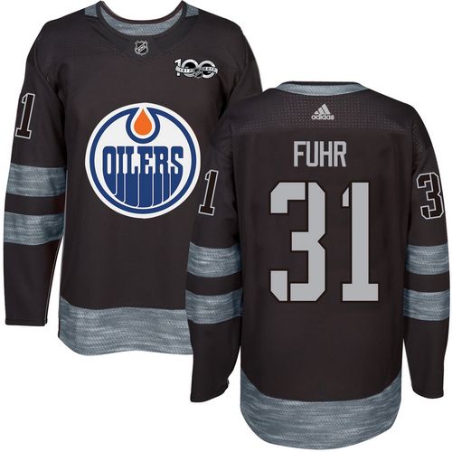 Adidas Oilers #31 Grant Fuhr Black 1917-2017 100th Anniversary Stitched NHL Jersey Adidas Oilers #31 Grant Fuhr Black 1917-2017 100th Anniversary Stitched NHL Jersey