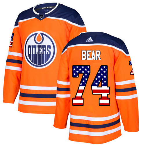 Adidas Oilers #74 Ethan Bear Orange Home Authentic USA Flag Stitched NHL Jersey Adidas Oilers #74 Ethan Bear Orange Home Authentic USA Flag Stitched NHL Jersey