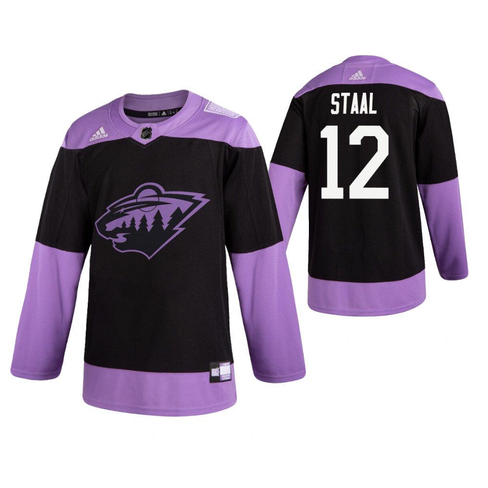 Adidas Wild #12 Eric Staal Men's Black Hockey Fights Cancer Practice NHL Jersey Adidas Wild #12 Eric Staal Men's Black Hockey Fights Cancer Practice NHL Jersey
