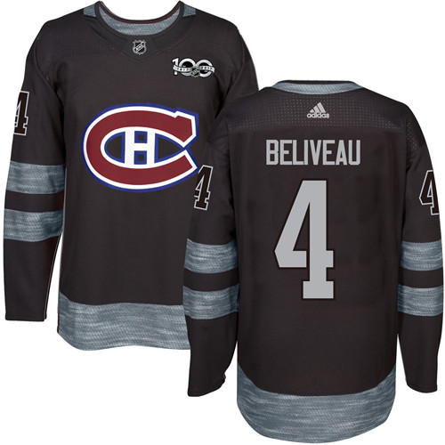 Adidas Canadiens #4 Jean Beliveau Black 1917-2017 100th Anniversary Stitched NHL Jersey Adidas Canadiens #4 Jean Beliveau Black 1917-2017 100th Anniversary Stitched NHL Jersey