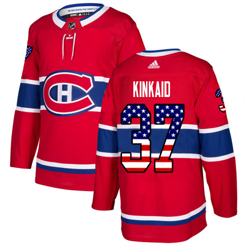 Adidas Canadiens #37 Keith Kinkaid Red Home Authentic USA Flag Stitched NHL Jersey Adidas Canadiens #37 Keith Kinkaid Red Home Authentic USA Flag Stitched NHL Jersey
