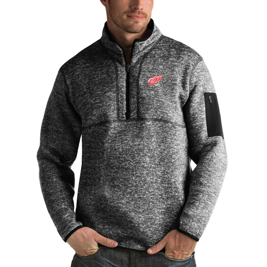 Detroit Red Wings Antigua Fortune Quarter-Zip Pullover Jacket Charcoal Detroit Red Wings Antigua Fortune Quarter-Zip Pullover Jacket Charcoal