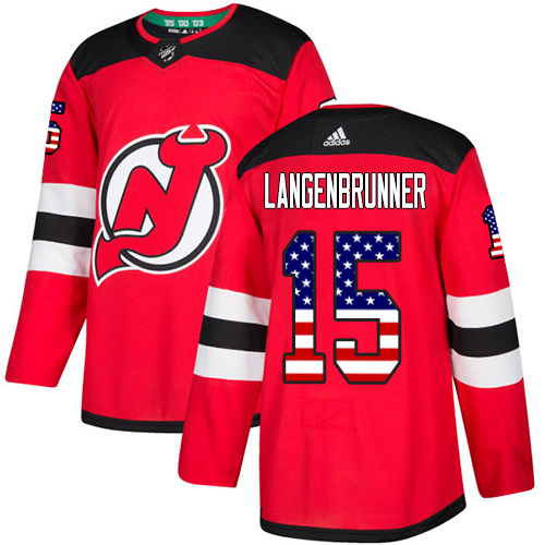 Adidas Devils #15 Jamie Langenbrunner Red Home Authentic USA Flag Stitched NHL Jersey Adidas Devils #15 Jamie Langenbrunner Red Home Authentic USA Flag Stitched NHL Jersey