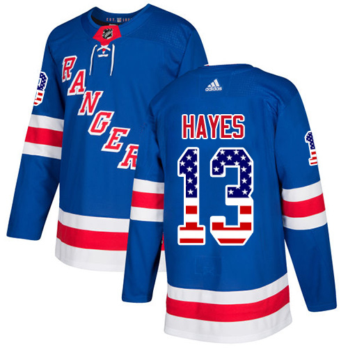 Adidas Rangers #13 Kevin Hayes Royal Blue Home Authentic USA Flag Stitched NHL Jersey Adidas Rangers #13 Kevin Hayes Royal Blue Home Authentic USA Flag Stitched NHL Jersey