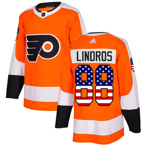 Adidas Flyers #88 Eric Lindros Orange Home Authentic USA Flag Stitched NHL Jersey Adidas Flyers #88 Eric Lindros Orange Home Authentic USA Flag Stitched NHL Jersey