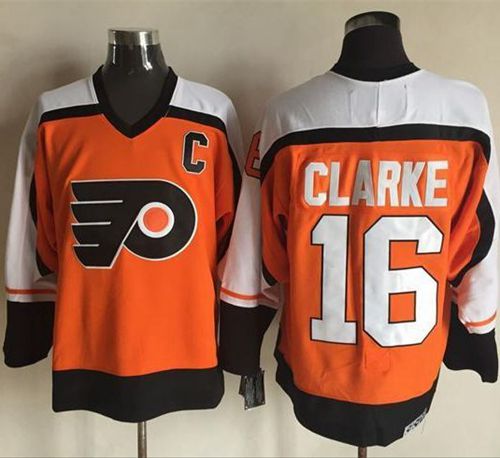 Flyers #16 Bobby Clarke Orange/Black CCM Throwback Stitched NHL Jersey Flyers #16 Bobby Clarke Orange/Black CCM Throwback Stitched NHL Jersey