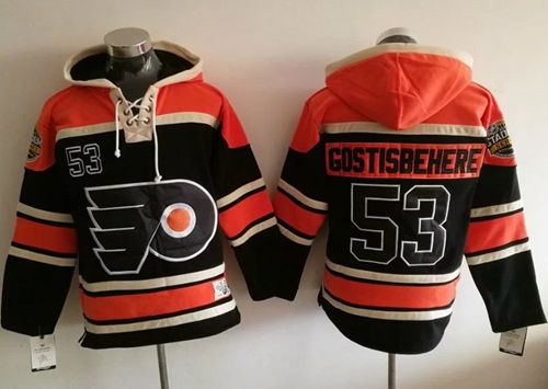 Flyers #53 Shayne Gostisbehere Black Sawyer Hooded Sweatshirt Stitched NHL Jersey Flyers #53 Shayne Gostisbehere Black Sawyer Hooded Sweatshirt Stitched NHL Jersey