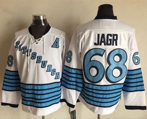 Penguins #68 Jaromir Jagr White/Light Blue CCM Throwback Stitched NHL Jersey Penguins #68 Jaromir Jagr White/Light Blue CCM Throwback Stitched NHL Jersey