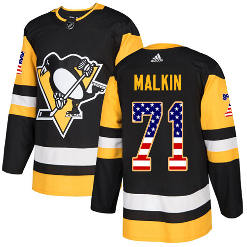 Adidas Penguins #71 Evgeni Malkin Black Home Authentic USA Flag Stitched NHL Jersey Adidas Penguins #71 Evgeni Malkin Black Home Authentic USA Flag Stitched NHL Jersey