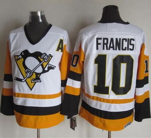 Penguins #10 Ron Francis White/Black CCM Throwback Stitched NHL Jersey Penguins #10 Ron Francis White/Black CCM Throwback Stitched NHL Jersey