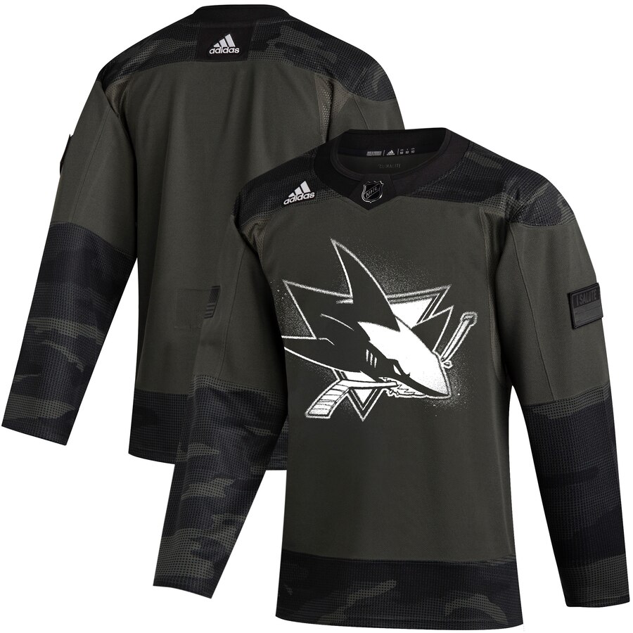 San Jose Sharks Adidas 2019 Veterans Day Authentic Practice NHL Jersey Camo