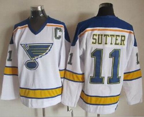 Blues #11 Brian Sutter White/Yellow CCM Throwback Stitched NHL Jersey Blues #11 Brian Sutter White/Yellow CCM Throwback Stitched NHL Jersey