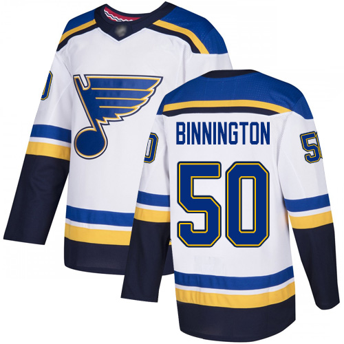 Adidas Blues #50 Jordan Binnington White Road Authentic Stitched NHL Jersey Adidas Blues #50 Jordan Binnington White Road Authentic Stitched NHL Jersey
