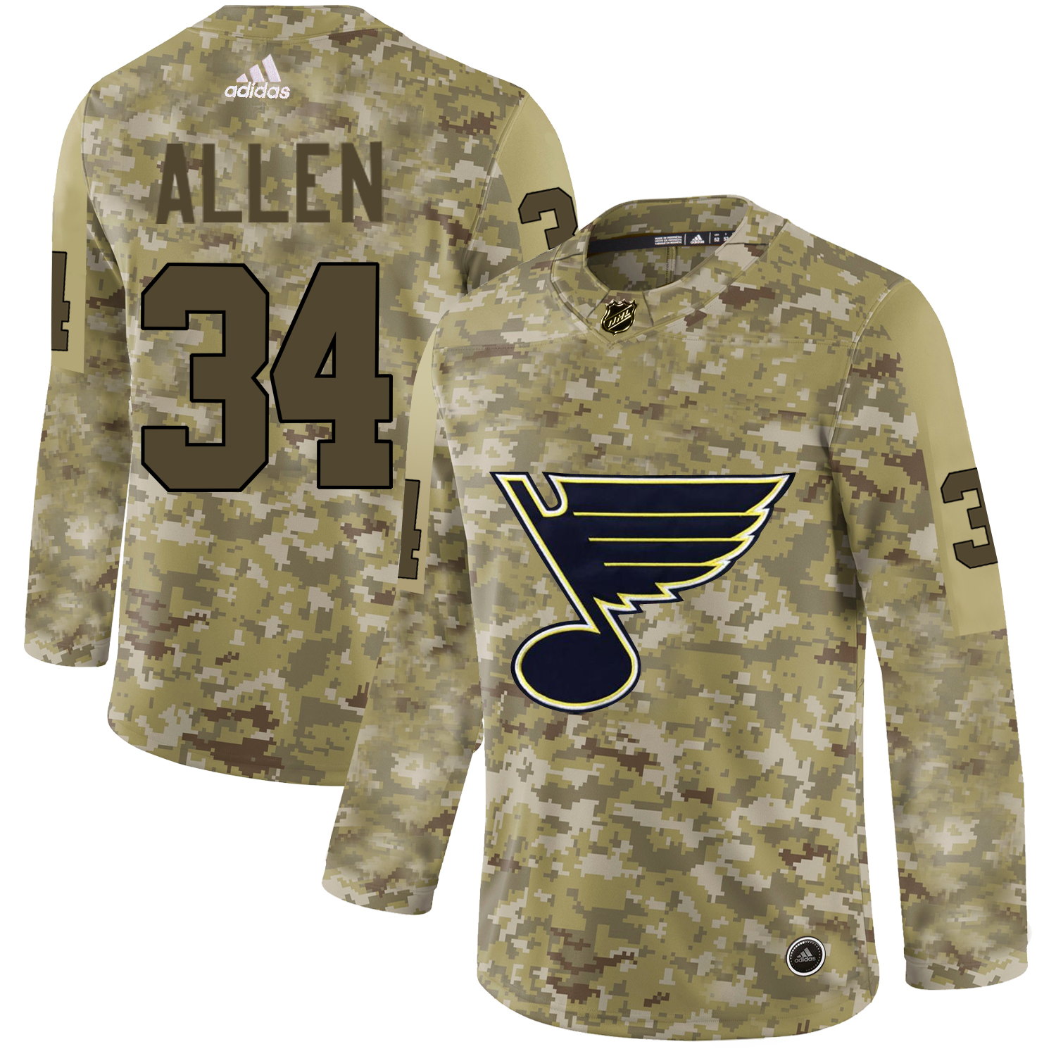 Adidas Blues #34 Jake Allen Camo Authentic Stitched NHL Jersey Adidas Blues #34 Jake Allen Camo Authentic Stitched NHL Jersey