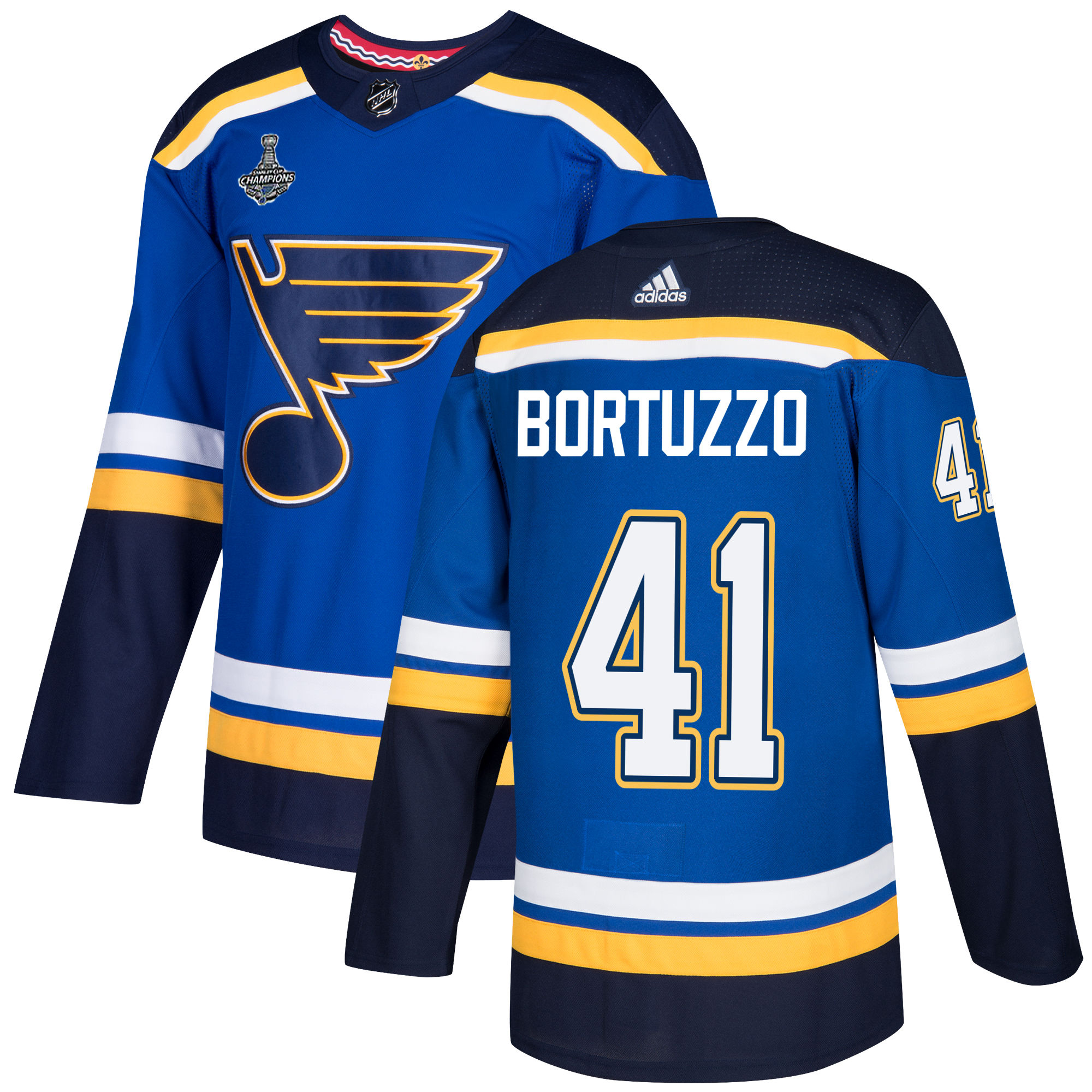 Adidas Blues #41 Robert Bortuzzo Blue Home Authentic 2019 Stanley Cup Champions Stitched NHL Jersey Adidas Blues #41 Robert Bortuzzo Blue Home Authentic 2019 Stanley Cup Champions Stitched NHL Jersey