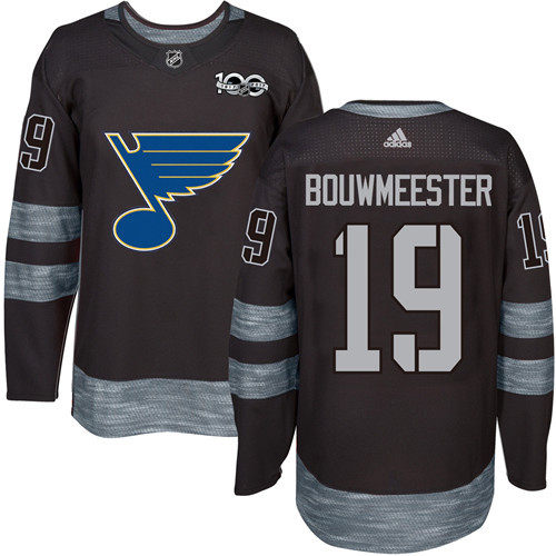 Adidas Blues #19 Jay Bouwmeester Black 1917-2017 100th Anniversary Stitched NHL Jersey Adidas Blues #19 Jay Bouwmeester Black 1917-2017 100th Anniversary Stitched NHL Jersey