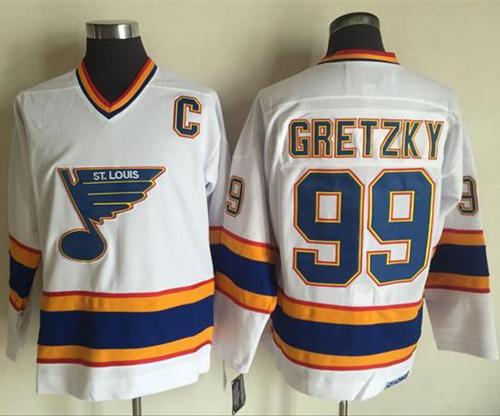 Blues #99 Wayne Gretzky White/Yellow CCM Throwback Stitched NHL Jersey Blues #99 Wayne Gretzky White/Yellow CCM Throwback Stitched NHL Jersey