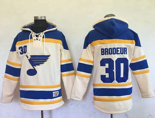 Blues #30 Martin Brodeur Cream Sawyer Hooded Sweatshirt Stitched NHL Jersey Blues #30 Martin Brodeur Cream Sawyer Hooded Sweatshirt Stitched NHL Jersey