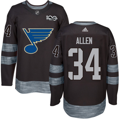 Adidas Blues #34 Jake Allen Black 1917-2017 100th Anniversary Stitched NHL Jersey Adidas Blues #34 Jake Allen Black 1917-2017 100th Anniversary Stitched NHL Jersey