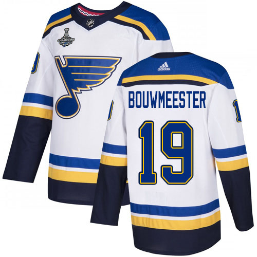 Adidas Blues #19 Jay Bouwmeester White Road Authentic 2019 Stanley Cup Champions Stitched NHL Jersey Adidas Blues #19 Jay Bouwmeester White Road Authentic 2019 Stanley Cup Champions Stitched NHL Jersey