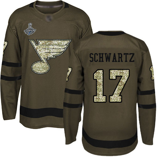 Adidas Blues #17 Jaden Schwartz Green Salute to Service Stanley Cup Champions Stitched NHL Jersey Adidas Blues #17 Jaden Schwartz Green Salute to Service Stanley Cup Champions Stitched NHL Jersey