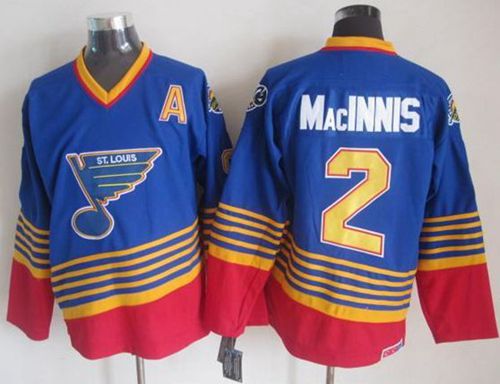 Blues #2 Al MacInnis Light Blue/Red CCM Throwback Stitched NHL Jersey Blues #2 Al MacInnis Light Blue/Red CCM Throwback Stitched NHL Jersey