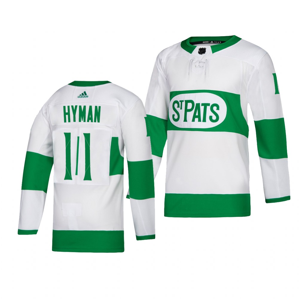 Maple Leafs #11 Zach Hyman adidas White 2019 St. Patrick's Day Authentic Player Stitched NHL Jersey Maple Leafs #11 Zach Hyman adidas White 2019 St. Patrick's Day Authentic Player Stitched NHL Jersey