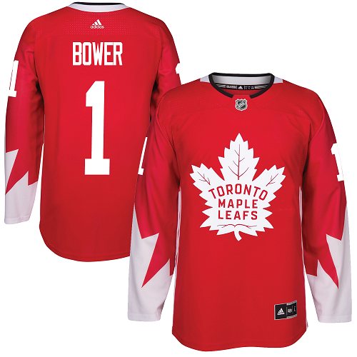 Adidas Maple Leafs #1 Johnny Bower Red Team Canada Authentic Stitched NHL Jersey Adidas Maple Leafs #1 Johnny Bower Red Team Canada Authentic Stitched NHL Jersey