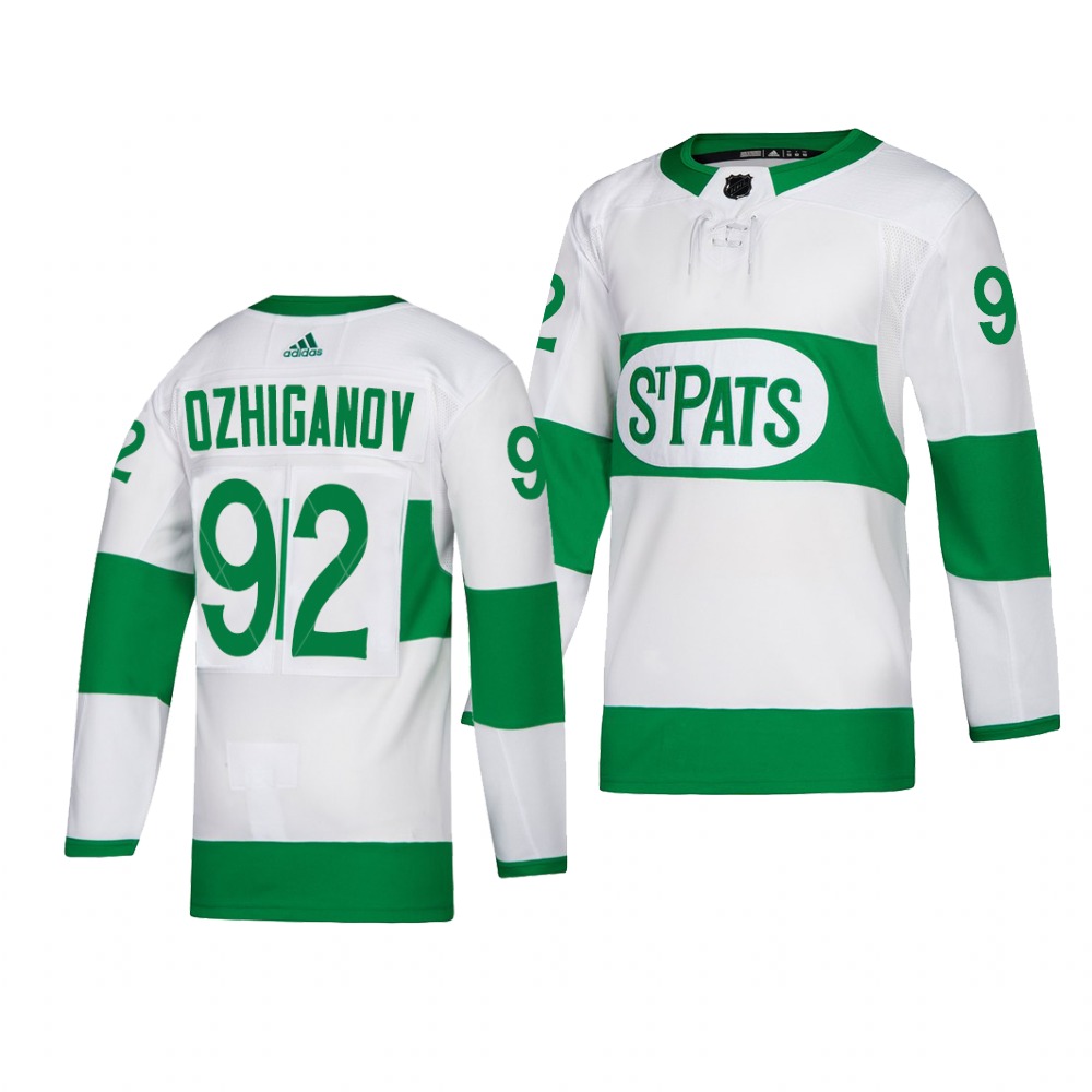 Maple Leafs #92 Igor Ozhiganov adidas White 2019 St. Patrick's Day Authentic Player Stitched NHL Jersey Maple Leafs #92 Igor Ozhiganov adidas White 2019 St. Patrick's Day Authentic Player Stitched NHL Jersey