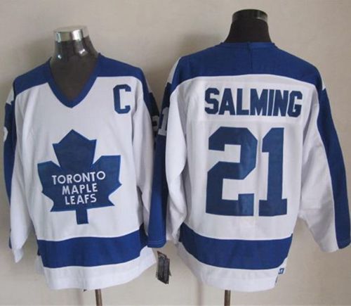 Maple Leafs #21 Borje Salming White/Blue CCM Throwback Stitched NHL Jersey Maple Leafs #21 Borje Salming White/Blue CCM Throwback Stitched NHL Jersey