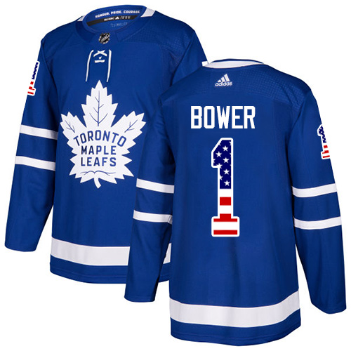 Adidas Maple Leafs #1 Johnny Bower Blue Home Authentic USA Flag Stitched NHL Jersey Adidas Maple Leafs #1 Johnny Bower Blue Home Authentic USA Flag Stitched NHL Jersey