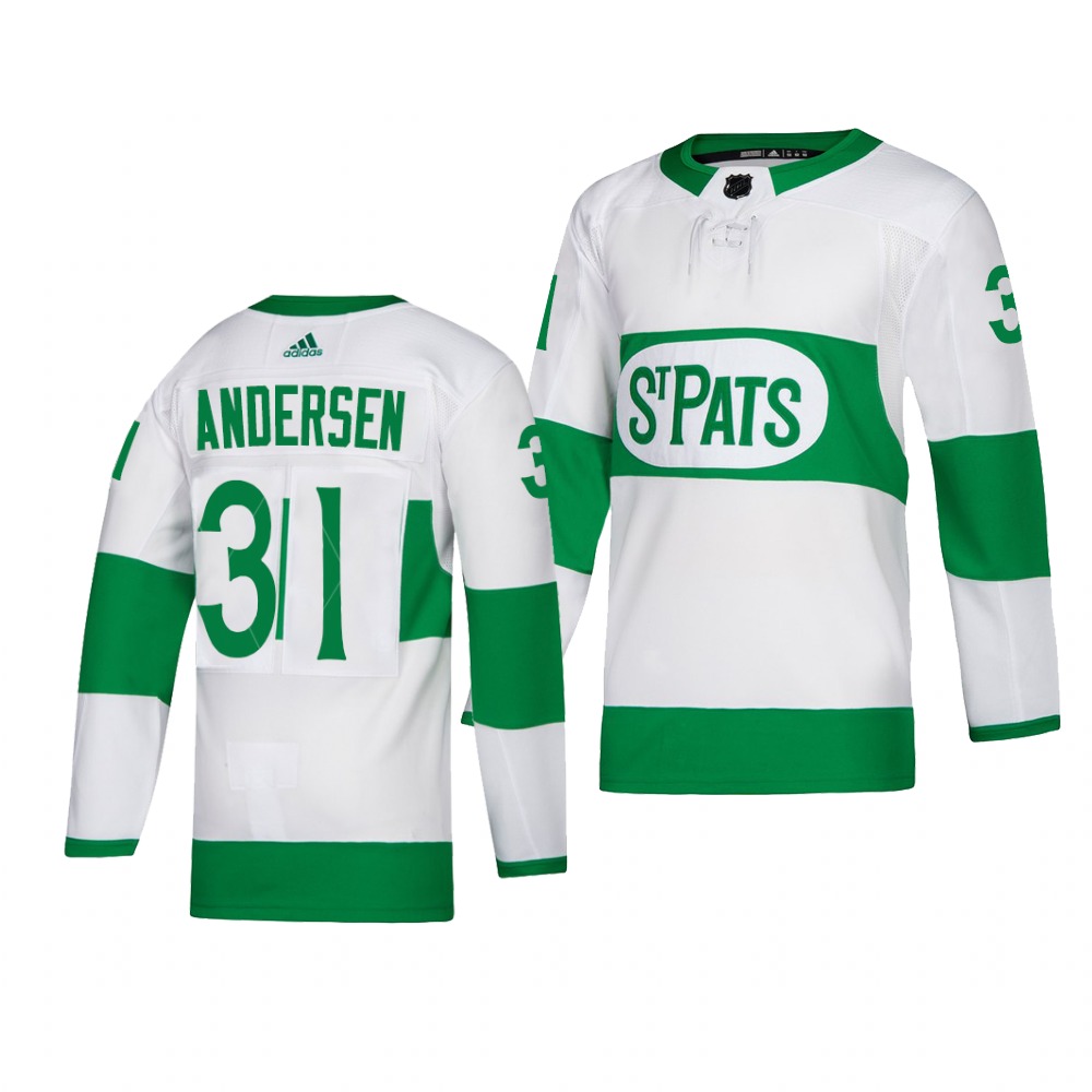 Maple Leafs #31 Frederik Andersen adidas White 2019 St. Patrick's Day Authentic Player Stitched NHL Jersey Maple Leafs #31 Frederik Andersen adidas White 2019 St. Patrick's Day Authentic Player Stitched NHL Jersey