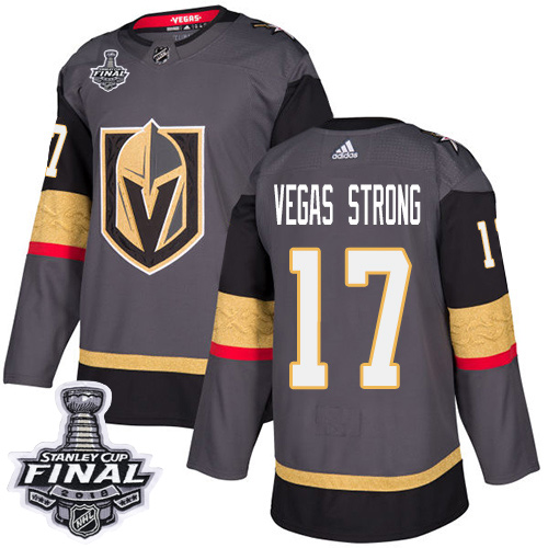 Adidas Golden Knights #17 Vegas Strong Grey Home Authentic 2018 Stanley Cup Final Stitched NHL Jersey Adidas Golden Knights #17 Vegas Strong Grey Home Authentic 2018 Stanley Cup Final Stitched NHL Jersey
