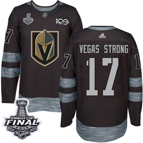 Adidas Golden Knights #17 Vegas Strong Black 1917-2017 100th Anniversary 2018 Stanley Cup Final Stitched NHL Jersey Adidas Golden Knights #17 Vegas Strong Black 1917-2017 100th Anniversary 2018 Stanley Cup Final Stitched NHL Jersey
