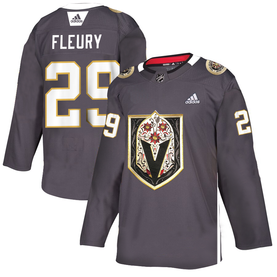 Vegas Golden Knights #29 Marc-Andre Fleury Men's Grey Adidas Latino Heritage Night Stitched NHL Jersey Vegas Golden Knights #29 Marc-Andre Fleury Men's Grey Adidas Latino Heritage Night Stitched NHL Jersey