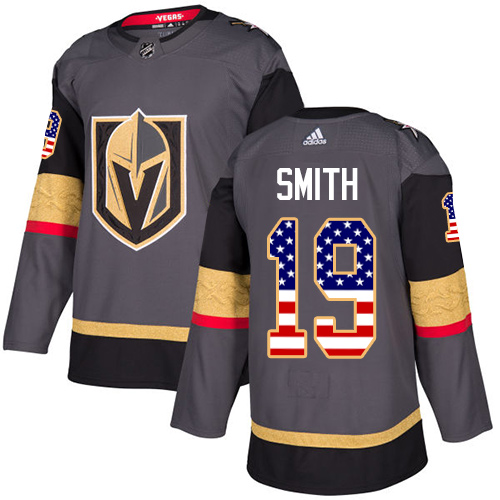 Adidas Golden Knights #19 Reilly Smith Grey Home Authentic USA Flag Stitched NHL Jersey Adidas Golden Knights #19 Reilly Smith Grey Home Authentic USA Flag Stitched NHL Jersey