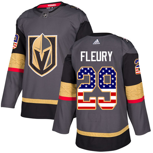 Adidas Golden Knights #29 Marc-Andre Fleury Grey Home Authentic USA Flag Stitched NHL Jersey Adidas Golden Knights #29 Marc-Andre Fleury Grey Home Authentic USA Flag Stitched NHL Jersey