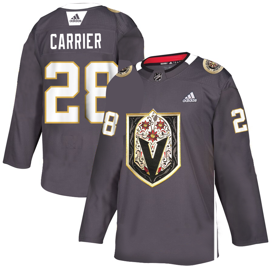 Vegas Golden Knights #28 William Carrier Men's Grey Adidas Latino Heritage Night Stitched NHL Jersey Vegas Golden Knights #28 William Carrier Men's Grey Adidas Latino Heritage Night Stitched NHL Jersey