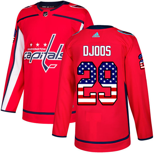Adidas Capitals #29 Christian Djoos Red Home Authentic USA Flag Stitched NHL Jersey Adidas Capitals #29 Christian Djoos Red Home Authentic USA Flag Stitched NHL Jersey
