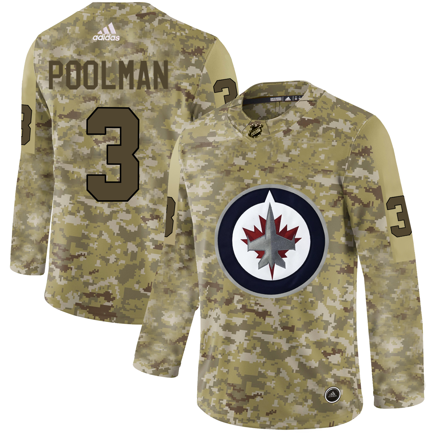 Adidas Jets #3 Tucker Poolman Camo Authentic Stitched NHL Jersey Adidas Jets #3 Tucker Poolman Camo Authentic Stitched NHL Jersey