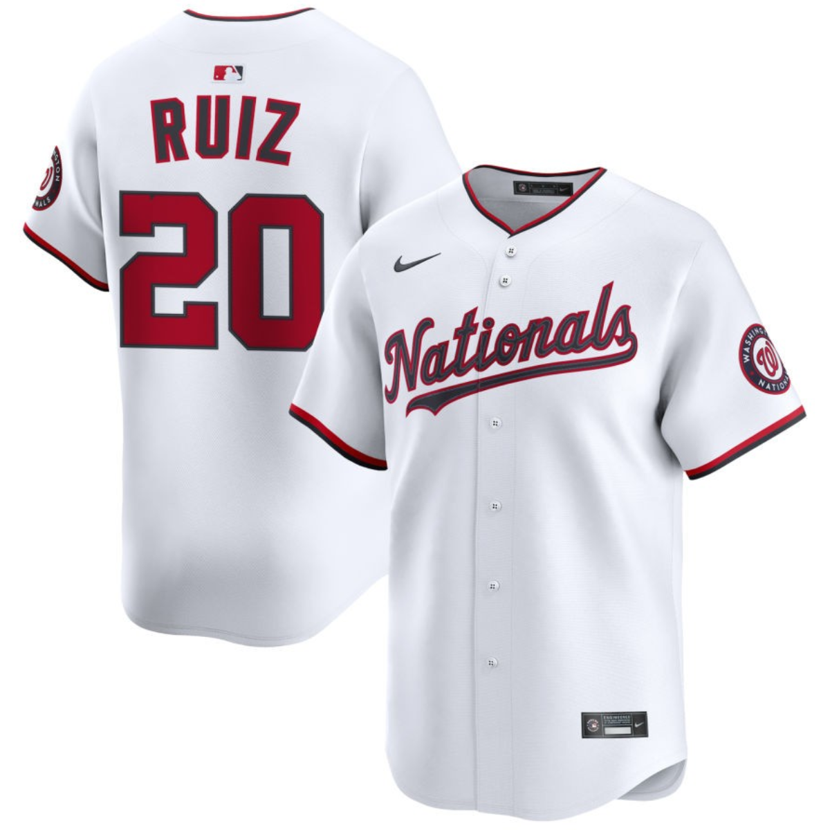 Men's Washington Nationals #20 Keibert Ruiz White 2025 Home Limited Stitched Baseball Jersey Men's Washington Nationals #20 Keibert Ruiz White 2025 Home Limited Stitched Baseball Jersey